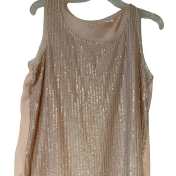 Chico's Peach Sequin Front Tank Top, Lined- Size 1 (Chico's Sizing) - Picture 2 of 7